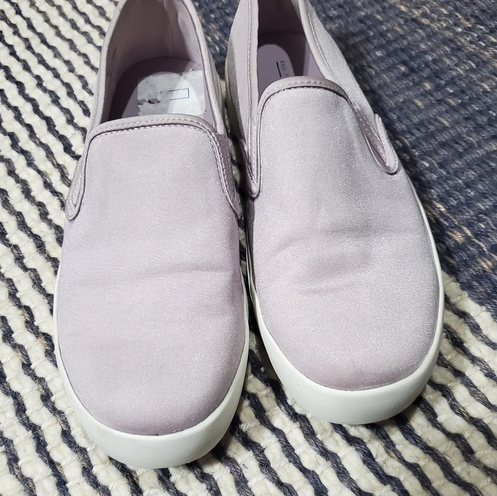 Call it spring purple flat slip on Sneakers shoes.